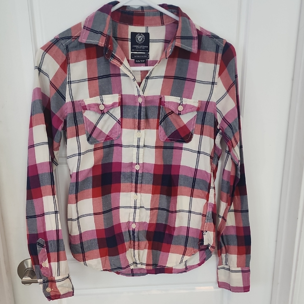 Colorful Plaid Button-Up Shirt